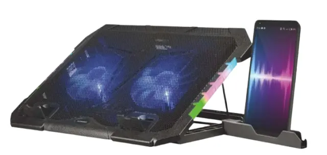 Arrango Cooling Pad για Laptop έως 15" με 2 Ανεμιστήρες και Βάση Στήριξης Κινητού Μαύρο AC60909