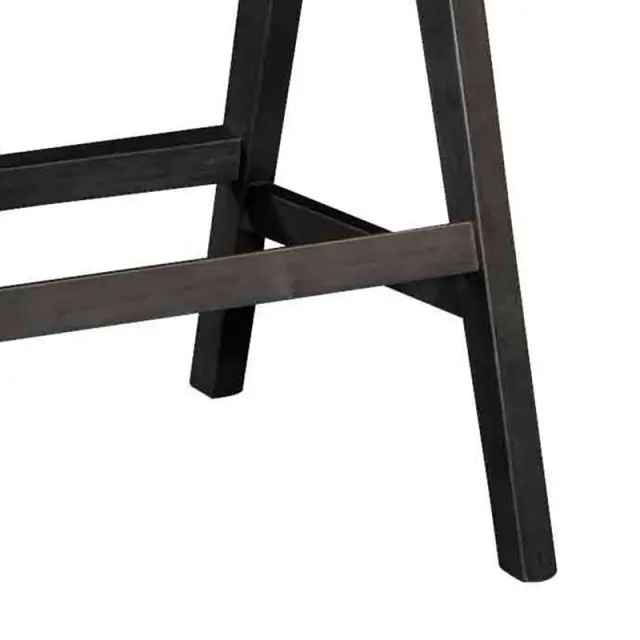 Σκαμπό bar Winslow pakoworld ξύλο rubberwood μαύρο-pvc rattan φυσικό-ύφασμα γκρι | Συσκευασία 2 τμχ 3