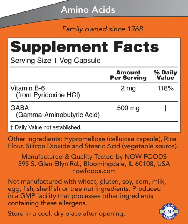 Now Foods Gaba 500 MG 200 Veg Capsules 2