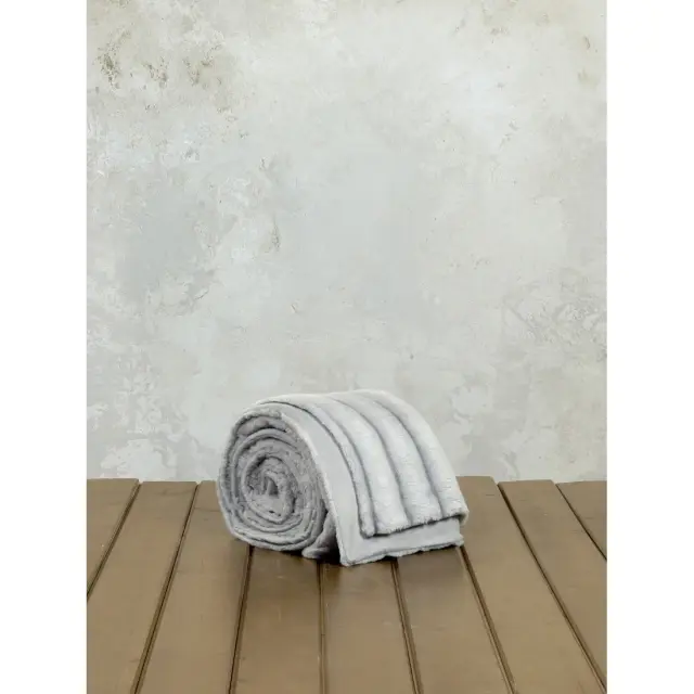 Κουβέρτα 220x240 Υπέρδιπλη 560gsm Nima Carezza Light Gray 100% Πολυέστερ 3