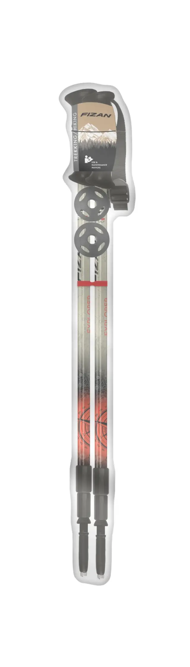 Fizan Explorer Τηλεσκοπικά Μπατόν Πεζοπορίας Beige/Red - 100.486 2
