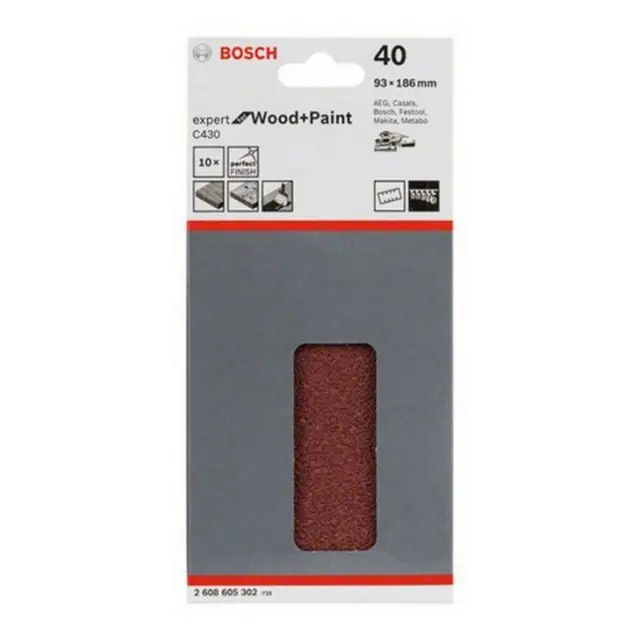 Φύλλο Λείανσης BOSCH C430 93x186mm Κ40 10Τμχ