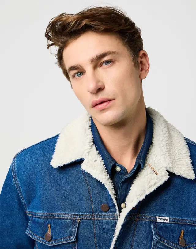 Wrangler Ανδρικό Sherpa Τζιν Μπουφάν 112371440 – Mid Stone - XL 3