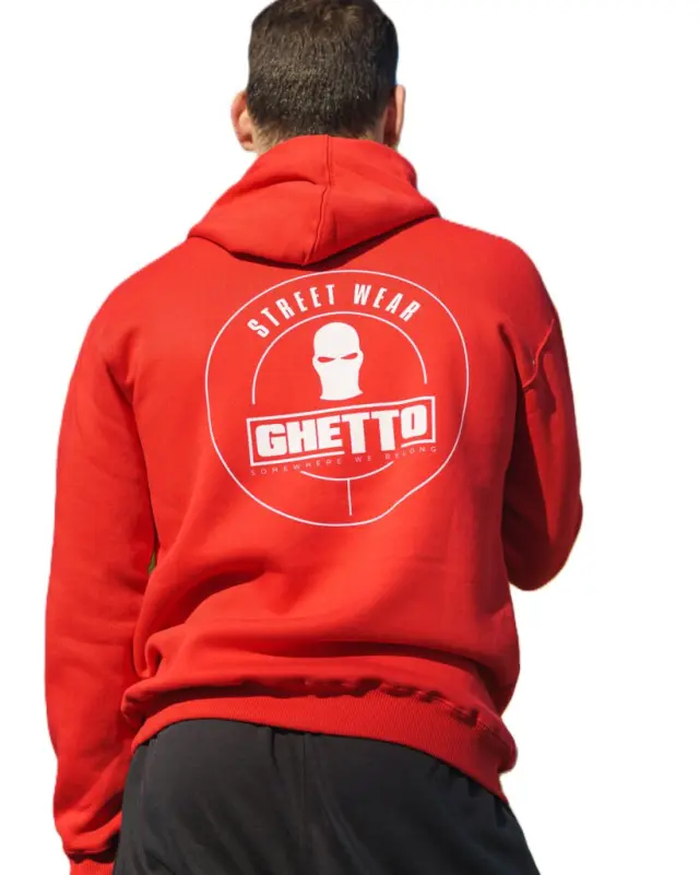 Ghetto Streetwear Hoodie – Red | Unisex