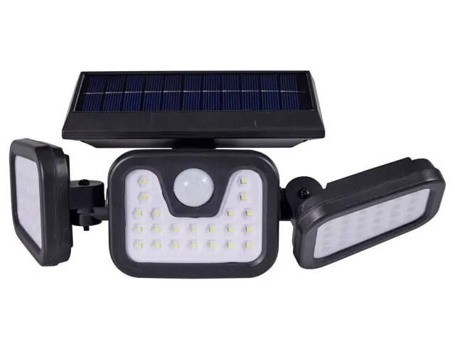 Ηλιακό φωτιστικο LED αδιάβροχο, με 3 ρυθμιζόμενα πάνελ, αισθητήρα κίνησης PIR και διαστάσεις 28.5x7cm - Black 109000530 3