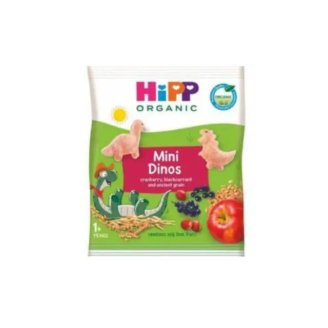 HiPP Organic Mini Dinos Βιολογικά Παιδικά Σνακ με Cranberry & Μαύρο Φραγκοστάφυλο 30g