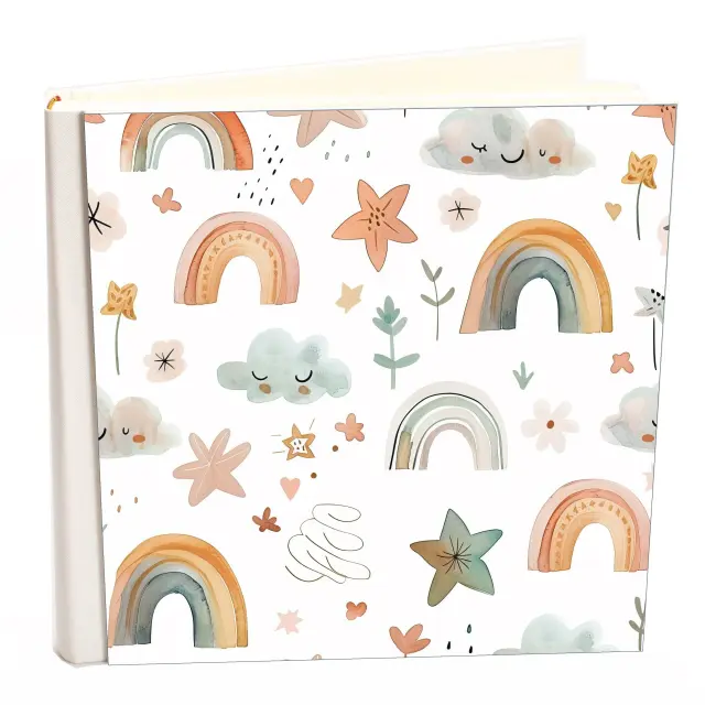 Άλμπουμ my album ουράνιο τόξο boho style με ριζόχαρτο 35x35cm και κουτί άλμπουμ