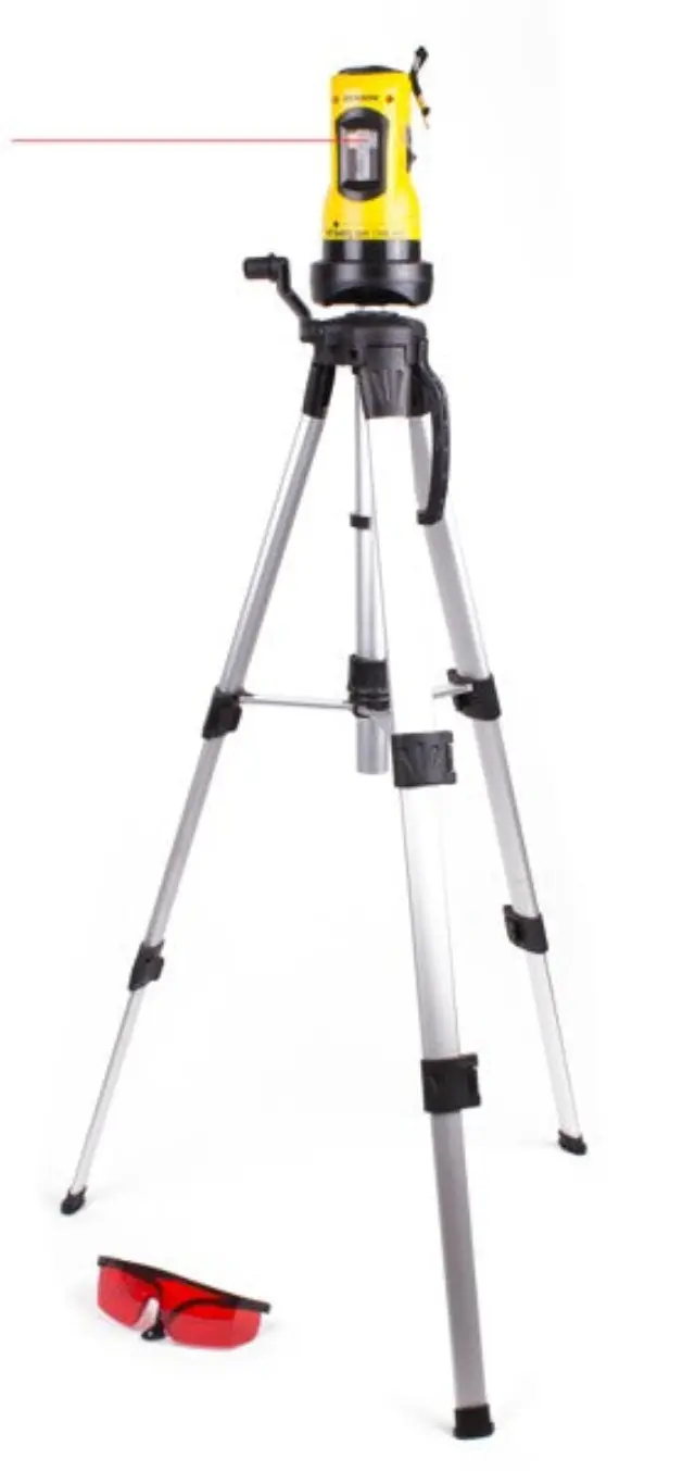 Cross line laser self-leveling with tripod