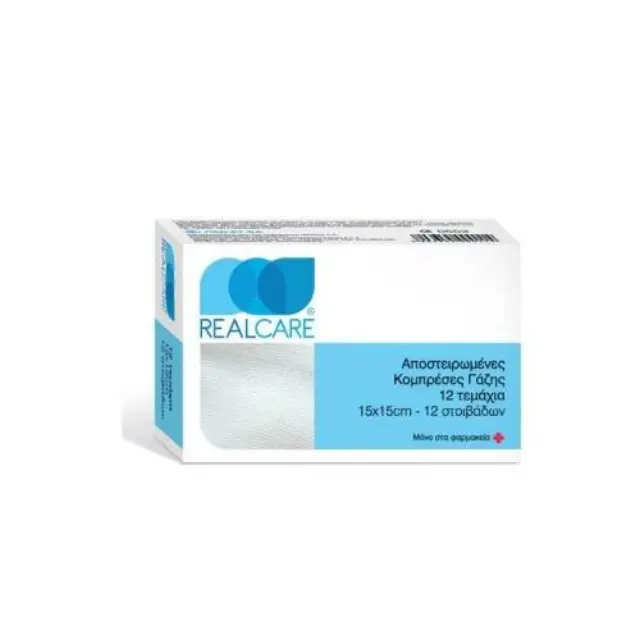 Real Care Αποστειρωμένες Κομπρέσες Γάζης 17x30cm, 12τμχ