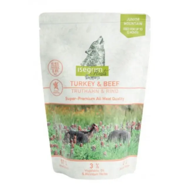 Isegrim Pouch Junior Γαλοπούλα & Μοσχάρι 410gr