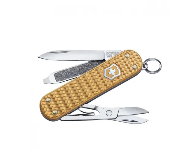 Ελβετικός Σουγιάς Victorinox Classic SD Precious Alox με 5 λειτουργίες και μήκος 5.8cm - Brass Gold0.6221.408G