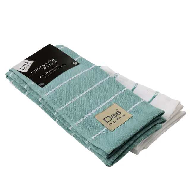 Σετ 2Τεμ Πετσέτες Κουζίνας 40x60 Das Home 0884 White-Mint 100% βαμβακερό 2