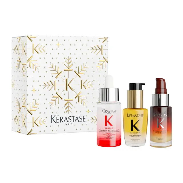 Kérastase Mini Iconics Holiday Set (8H Magic Night Serum 30ml, Elixir Ultime 30ml, Genesis Serum Anti-Chute Fortifiant 30ml)