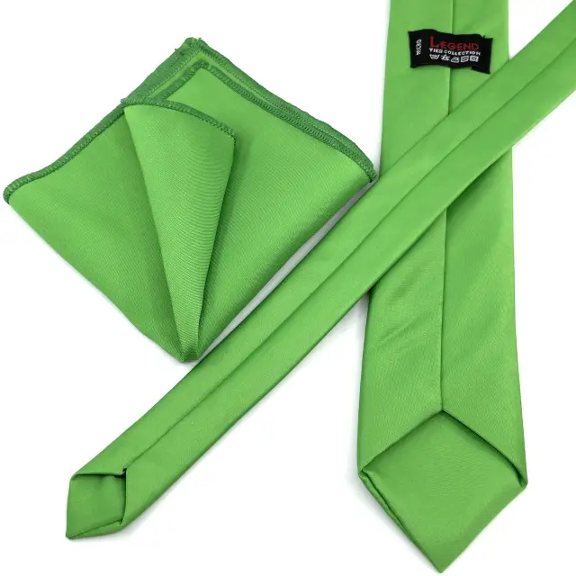Lime Green Γραβάτα Σατέν Ματ 6,5 cm με Ασορτί Μαντήλι 2