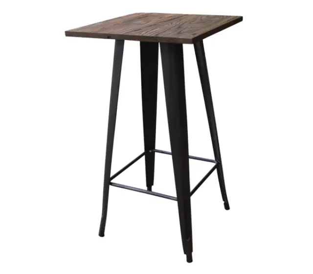 Τραπέζι Bar RELIX Μέταλλο/Ξύλο Μαύρο/Δρυς Σκούρο 60x60x101cm