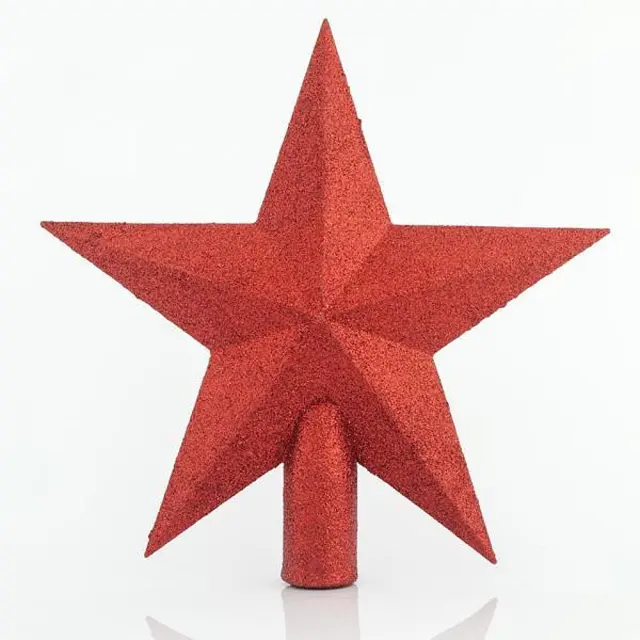 Κορυφή Δέντρου Αστέρι Με Glitter Κόκκινο Πλαστικό 20.5cm