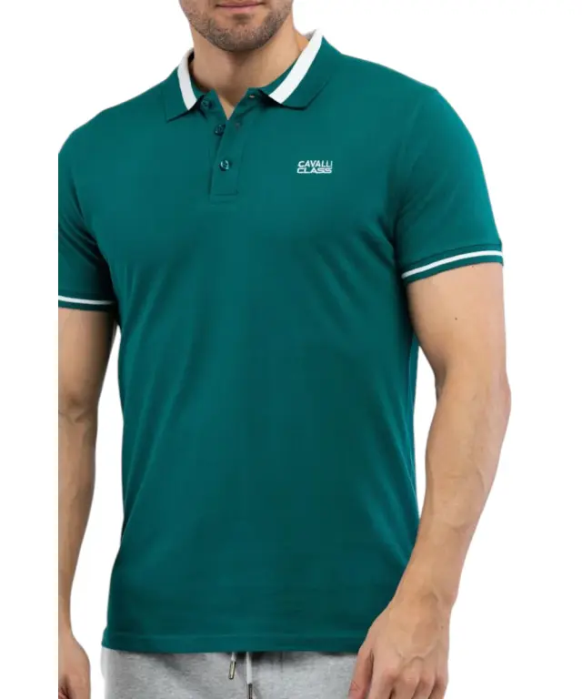 Cavalli Class - Ανδρική Μπλούζα Κοντομάνικη Polo Πικέ TXT64RKB002-04038 Πράσινο 2