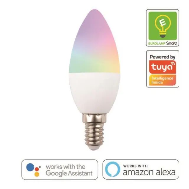 147-77902 ΛΑΜΠΑ LED SMART WiFi ΚΕΡΙ 6W Ε14 RGBW 220-240V EUROLAMP
