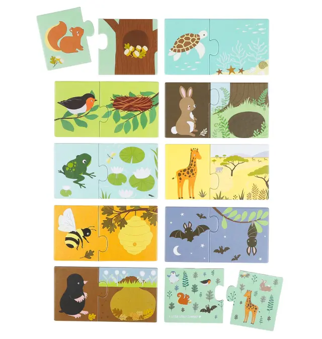 A Little Lovely Company: Puzzle Μαθαίνω τα ζωάκια και τα μέρη που ζουν (2+ ετών) PGMPAH10 3