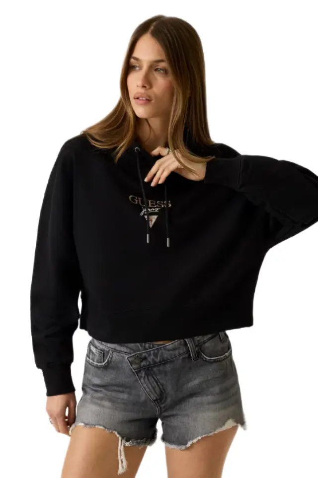 Guess γυναικείο crop φούτερ με κουκούλα W6RQ00K68I4-2