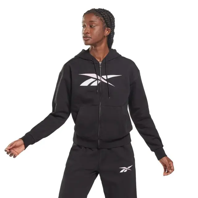 Reebok TE Vector FZ Hoodie (H62058-Black) - Μαύρο - S