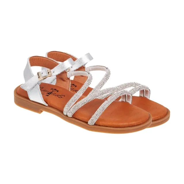 Marilitas Παιδικά Πέδιλα με Λουράκι Silver Strass 3