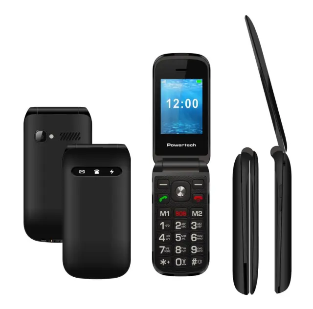 POWERTECH κινητό τηλέφωνο Milly Flip, 2.4", dual SIM, πλήκτρο SOS, μαύρο (PTM-38) 3