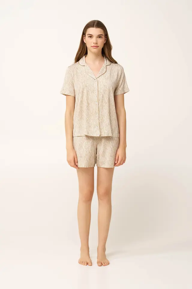 Vamp Πιτζαμάκι Σεμιζιέ Zebra Print Beige Taupe 2