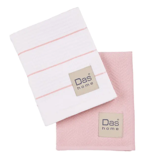 Πετσέτες Κουζίνας Σετ 2Τεμ 30x50 Das Home 0828 Pink-White 100% βαμβακερό