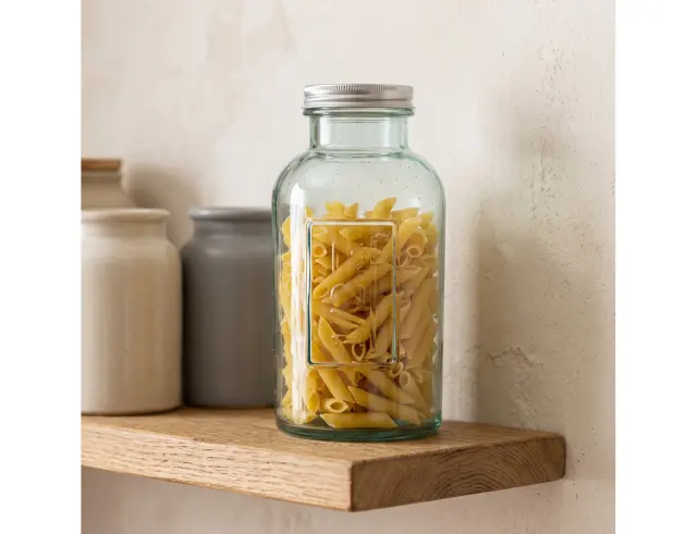 Δοχείο με καπάκι Glass Drops Storage (5290) Aπό 100% ανακυκλωμένο γυαλί, Xωρητικότητας 500ml, Διαστάσεων Ø 8.5 x Υ 16.5 cm 5290