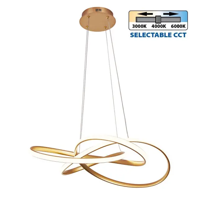 LED Μοντέρνο Φωτιστικό Κρεμαστό MAREA 60Watt CCT Χρυσό VIV005174 2