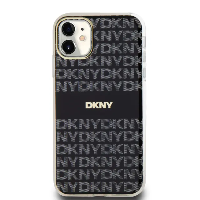 DKNY PC/TPU Repeat Pattern Tonal Stripe Magsafe Case for iPhone 11 Black 2
