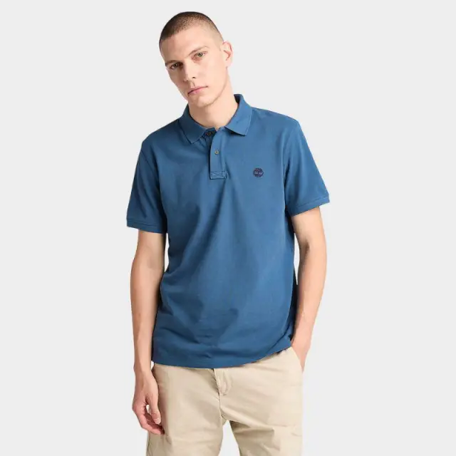 Timberland - Ανδρικό T-shirt Polo με Λογότυπο TB0A6VDP-288 Μπλε - S