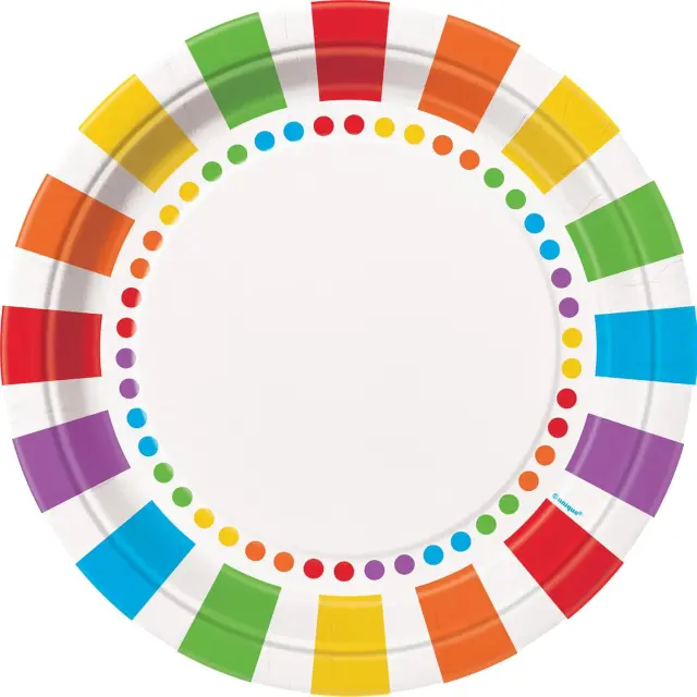 Πιάτα Χάρτινα Eco-Friendly 23εκ Rainbow Birthday Party / 8 τμχ