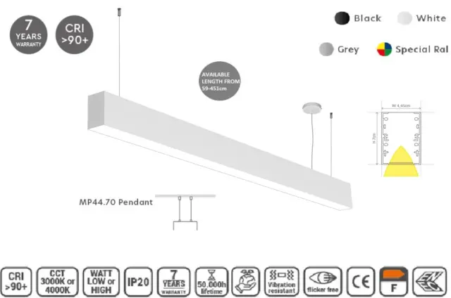 Προφίλ Αλουμινίου LED Άσπρο Ματ 451x4,4x7εκ.