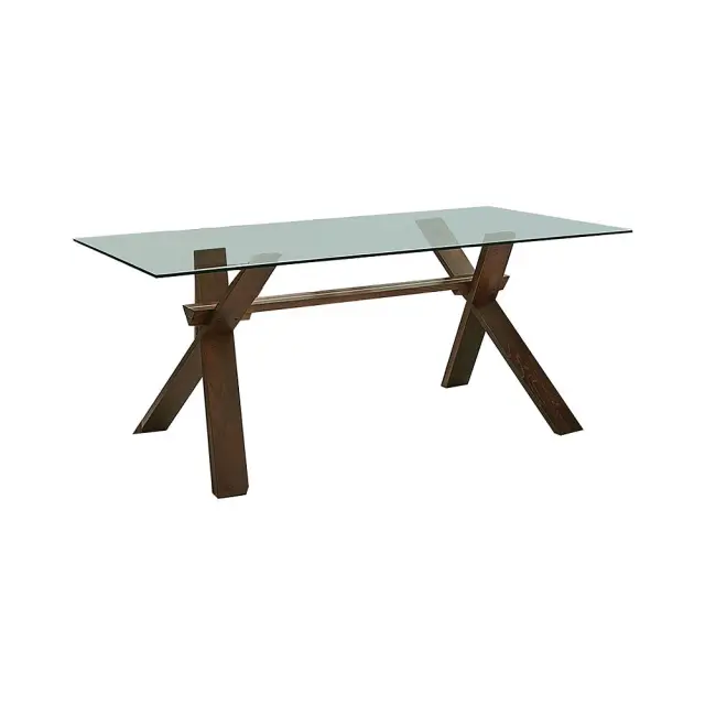 Τραπέζι PELLA Καρυδί Σκούρο Ξύλο/Γυαλί 150x90x75cm