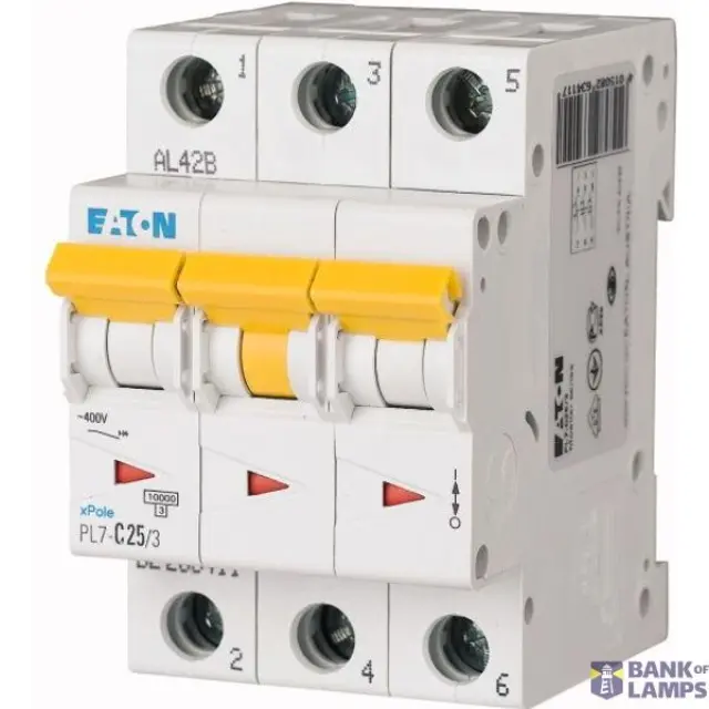 PL7-C25/3 Miniature circuit breaker (MCB), 25 A, 3p, characteristic: C