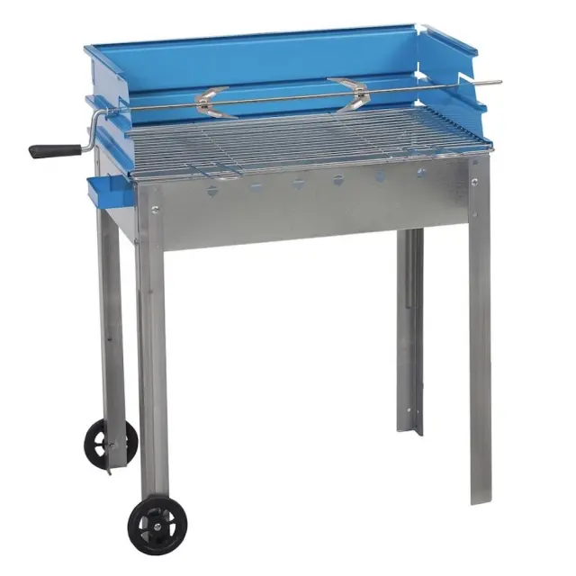 Bonne Metal Grills Ν65 Ψησταριά Γαλβανιζέ Κάρβουνου με Ρόδες-Μπλέ 65x35x13x66 / G-0504-N65