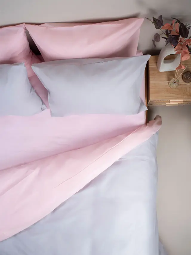 Σετ Σεντόνια Menta 205 Grey-Pink Διπλό με λάστιχο (150x200+30) Sunshine 3