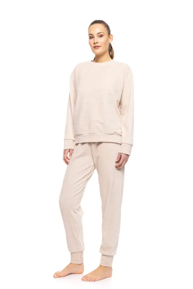 W1692 - White - PYJAMA VELVET STRIPE - L 2