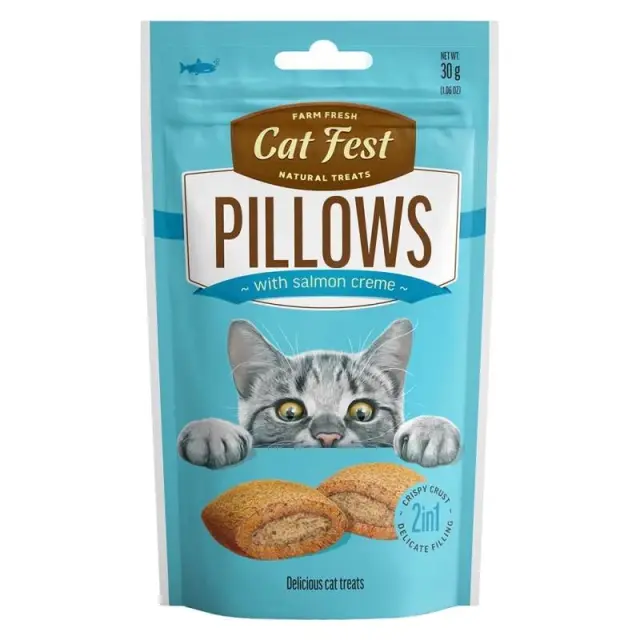 Cat Fest Crunchy Pillow Snack Γάτας Με Γέμιση Κρέμα Σολομού 30gr Μονόχρωμο