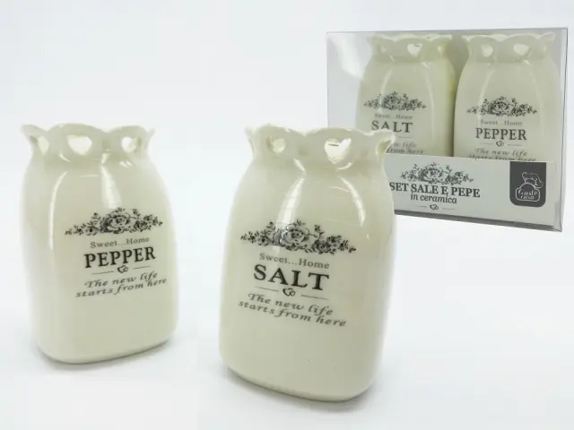 Σετ Δοχείο Αλατιού/Πιπεριού Κρεμ 8cl 7.5x5x5cm 2Τμχ