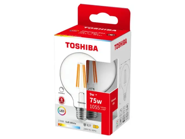 Toshiba LED Filament G95 E27 9W 2700K Dimmable (DELS-FEW400927DE11)