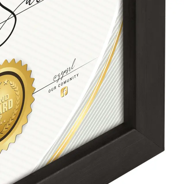 Kορνίζα ξύλινη 21X29,7- Α4 , για φωτογραφία η πτυχίο 21Χ29,7cm - Α4 , χρώμα Μαύρο V4721B CERTIFICATE 3