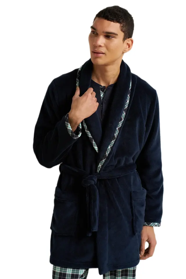 Vamp ανδρική fleece σταυρωτή κοντή ρόμπα 25665-1