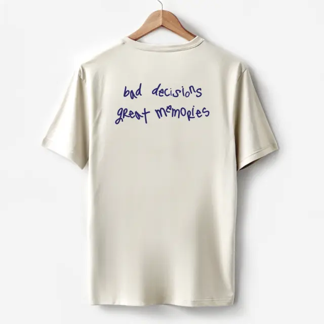 T-shirt Noshame® Off-white με τύπωμα bad desicions, great memories - 122523 - XXL 2