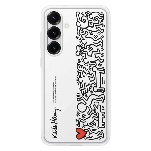 Samsung Flipsuit Case EF-MS936 for Galaxy S25+, Smartphone Cover, Protective Case, Insert Cards in Keith Haring Design and Neutral, White