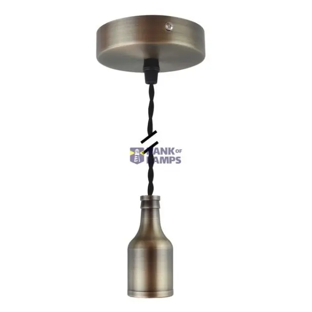 Lamp Holder E27, Metal, Textile V1, Bronze Matte