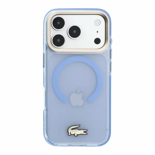 Lacoste PC/TPU Frosted Finish Gold Logo MagSafe Case for iPhone 18 Pro Max Blue 3