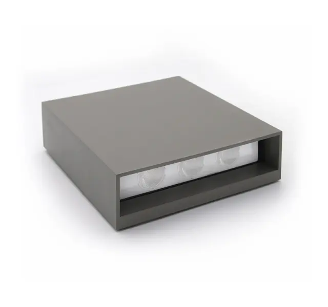LED ΦΩΤΙΣΤΙΚΟ PC ΤΕΤΡΑΓΩΝΟ ΔΙΠΛΗΣ ΚΑΤΕΥΘ.6W 3000Κ IP65 ΓΚΡΙ